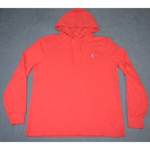 Polo Ralph Lauren Long Sleeve Hooded T-Shirt Pony Logo Mens Large Red